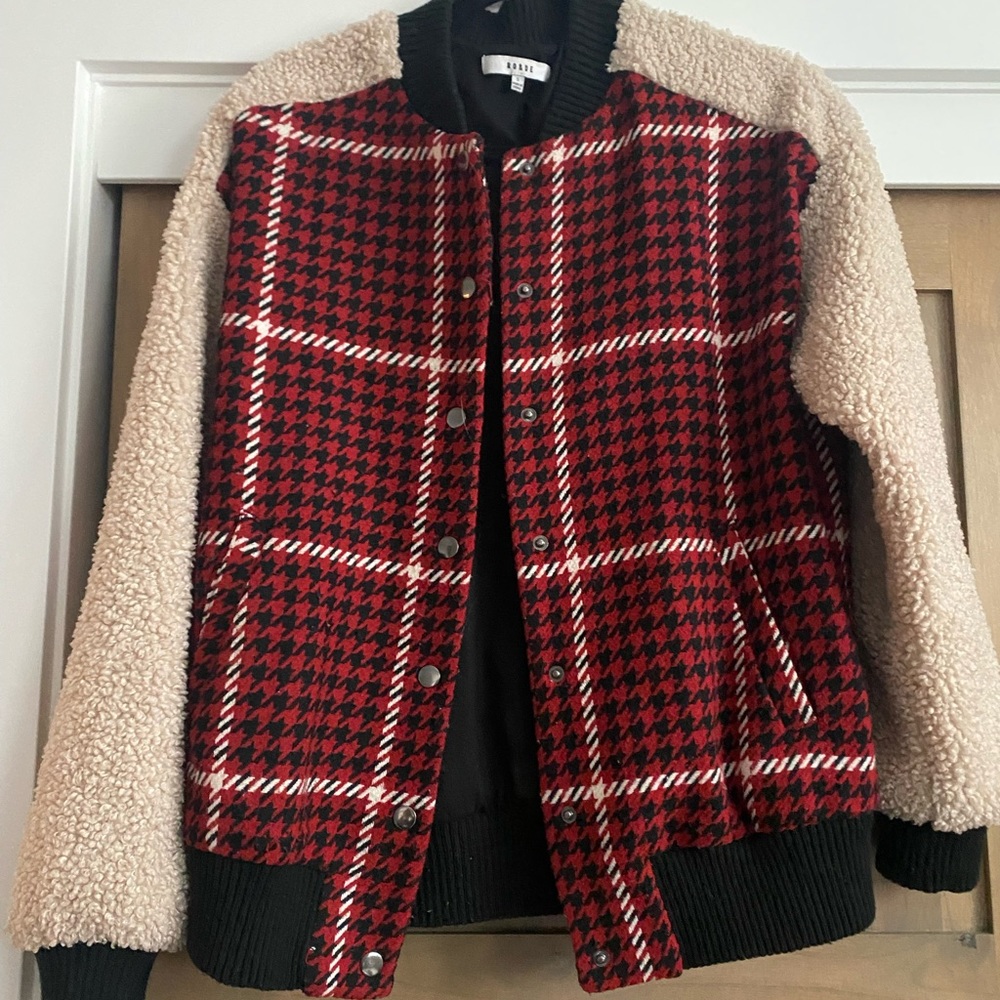 Sherpa Plaid Bomber Jacket